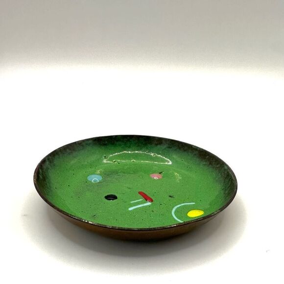 Green cloisonné small trinket dish - Picture 1 of 7